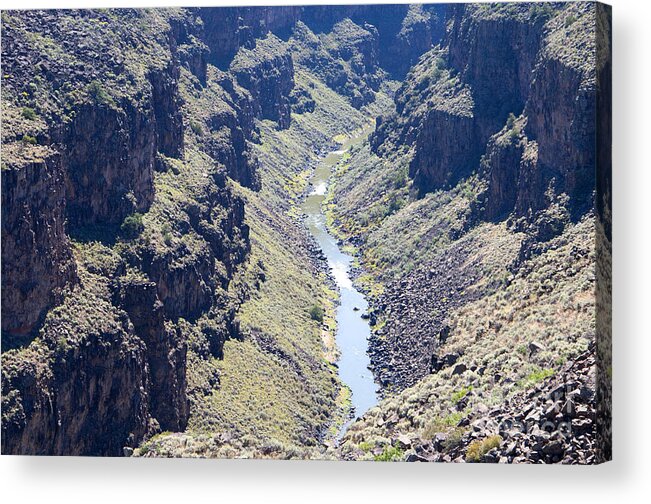 Gorge Acrylic Print featuring the photograph North and South of the Border with the Rio Grande by Brenda Kean