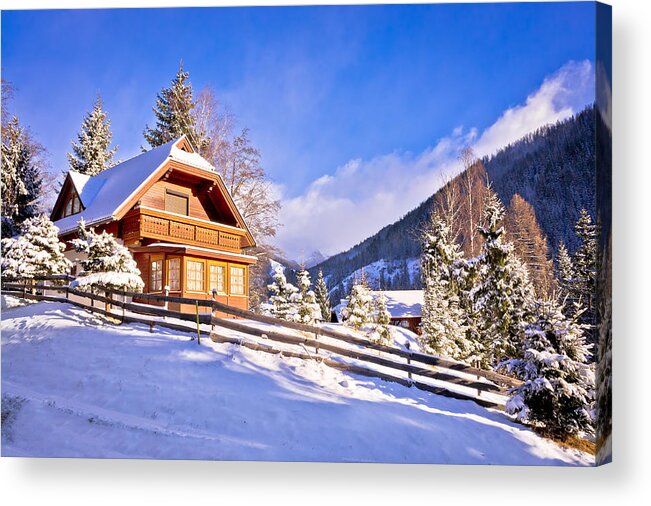 Cottage Acrylic Print featuring the photograph Idyllic Austrian Alps mountain village by Brch Photography