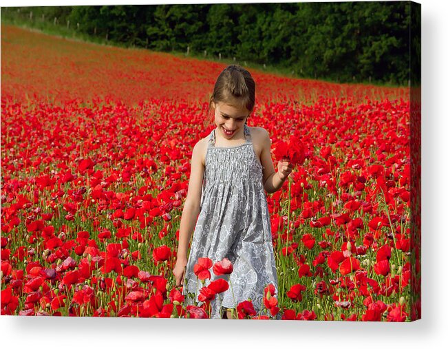 Poppies Acrylic Print featuring the photograph In A Sea Of Poppies by Keith Armstrong
