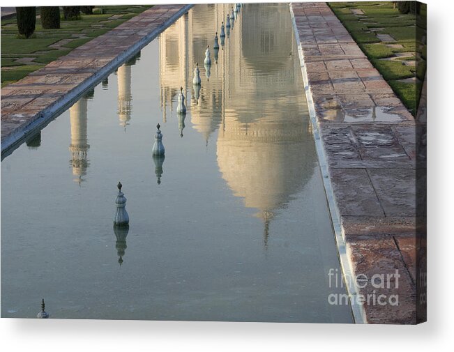 Reflection Of Taj Mahal Acrylic Print featuring the photograph In Water by Elena Perelman