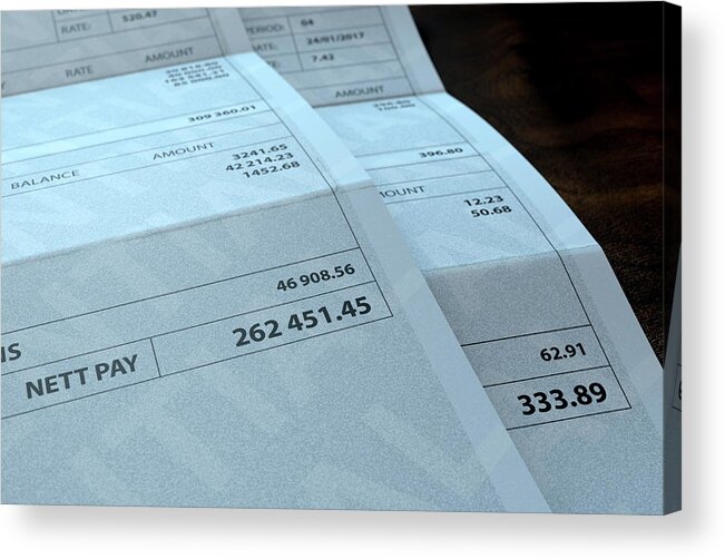 Distinct Acrylic Print featuring the digital art Income Inequality Paychecks by Allan Swart