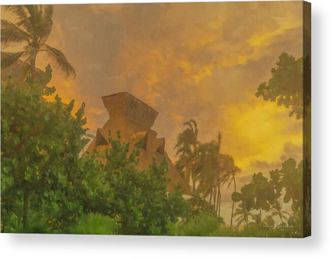 Sinset Acrylic Print featuring the painting Incoming Storm on Playa Diamante Acapulco by Bill McEntee