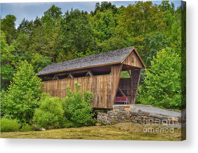 Indian Creek Covered Bridge Acrylic Print featuring the photograph Indian Creek Covered Bridge by Kerri Farley