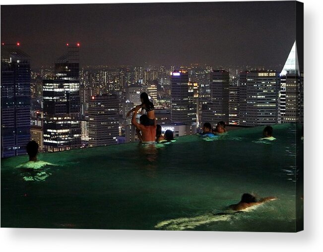 Singapore Acrylic Print featuring the photograph Infinity Pool at Marina Bay Sands Hotel by Diane Height