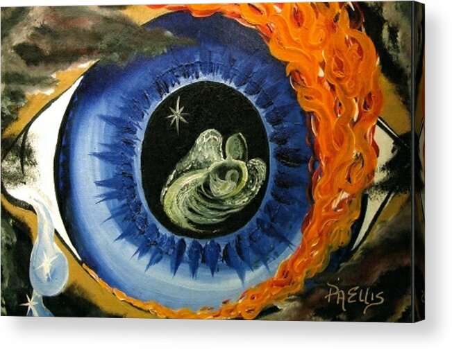 Large Blue Eye Surrounded By Black Acrylic Print featuring the painting Inner Sight by Pam Ellis