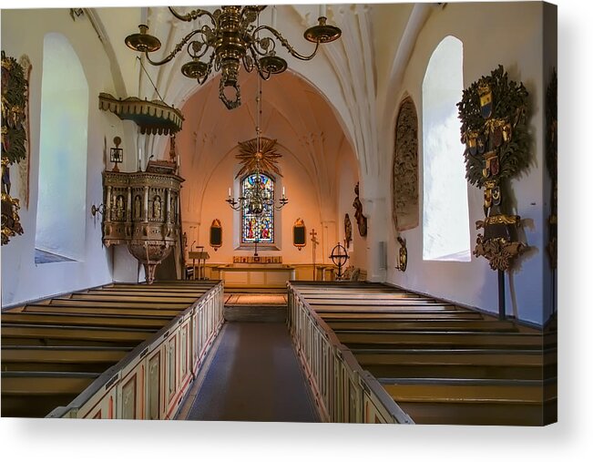 Interior Acrylic Print featuring the photograph interior of Teda church by Leif Sohlman