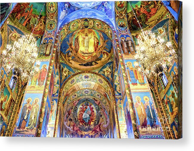 St Petersburg Acrylic Print featuring the photograph Interior of the church of the Savior on Spilled Blood by Delphimages Photo Creations