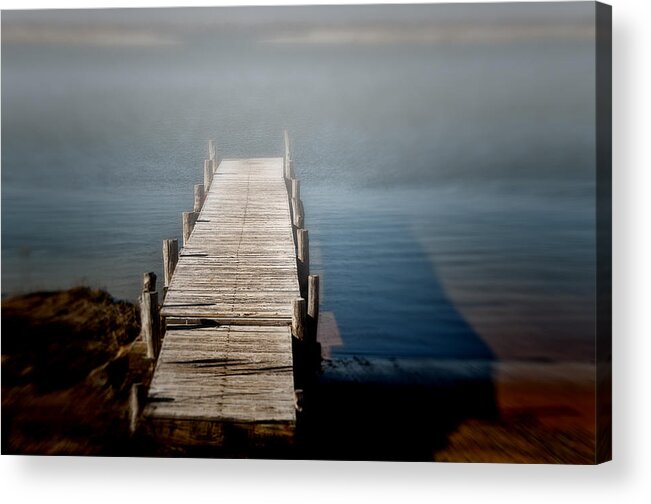 Dock Acrylic Print featuring the photograph Into The Fog by Cathy Kovarik