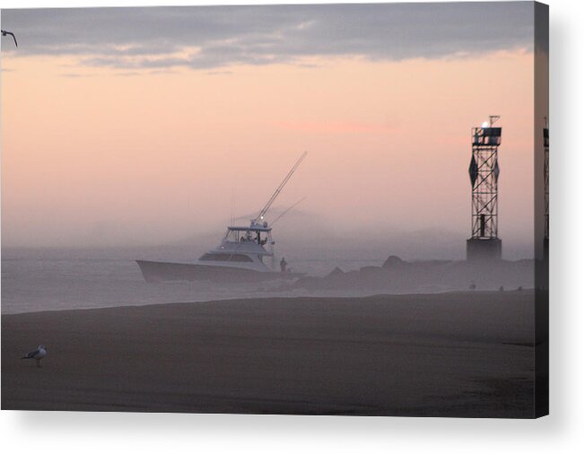 Beach Acrylic Print featuring the photograph Into The Pink Fog by Robert Banach