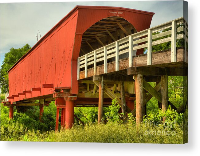 Roseman Acrylic Print featuring the photograph Iowa Wooden Roadway by Adam Jewell