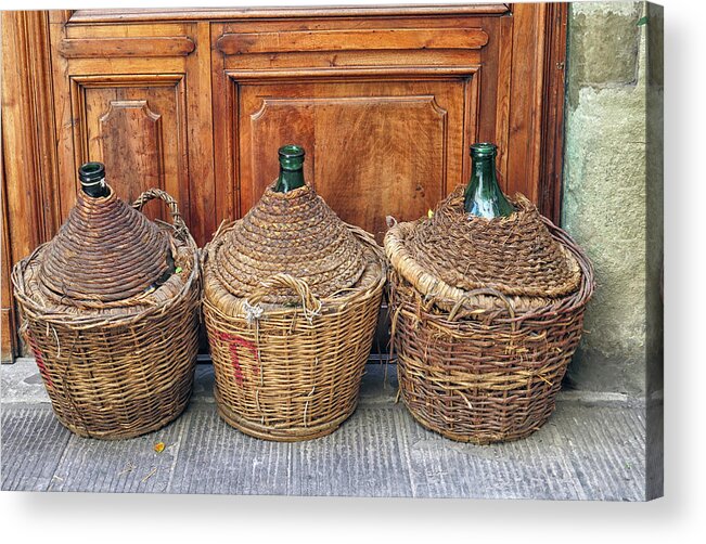 Italian Wine Baskets Acrylic Print featuring the photograph Italian Wine Baskets by Dave Mills