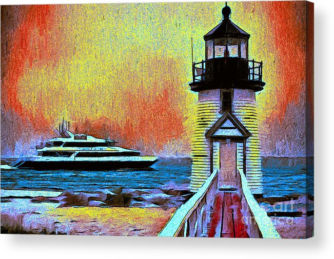 Ship Acrylic Print featuring the painting Iyanough at Brant Point by Jack Torcello