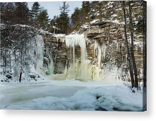 Waterfall Acrylic Print featuring the photograph January Morning at Awosting Falls by Jeff Severson