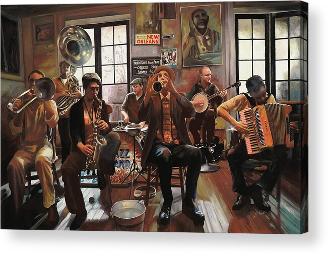 Jazz Acrylic Print featuring the painting Jazz A 7 by Guido Borelli