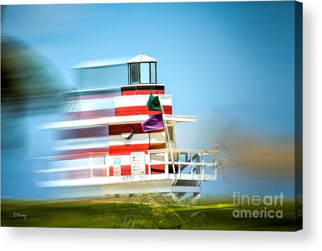  Lifeguard Stand Acrylic Print featuring the photograph Jetty 1 Lighthouse and Lifeguard Stand by Rene Triay FineArt Photos