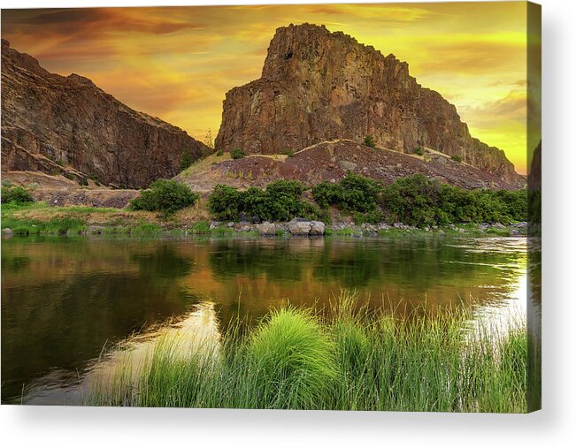 John Day Acrylic Print featuring the photograph John Day River at Sunrise by David Gn