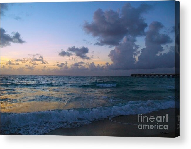 Juno Beach Acrylic Print featuring the photograph Juno Beach Pier Florida Sunrise Seascape C8 by Ricardos Creations