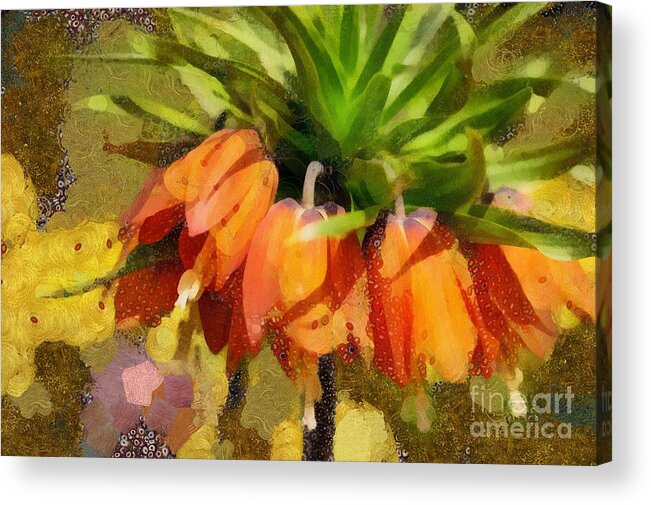 Fritillaria Imperialis Acrylic Print featuring the digital art Kaiser's Crown by Eva Lechner