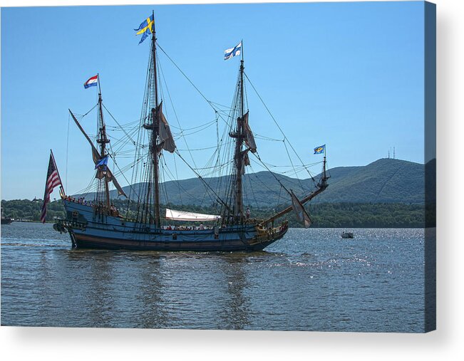  Acrylic Print featuring the photograph Kalmar Nyckel Sails The Hudson by Angelo Marcialis