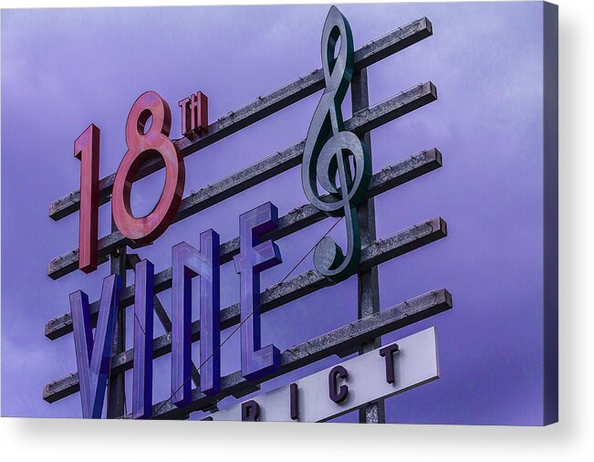 Steven Bateson Acrylic Print featuring the photograph Kansas City 18th and Vine Sign by Steven Bateson