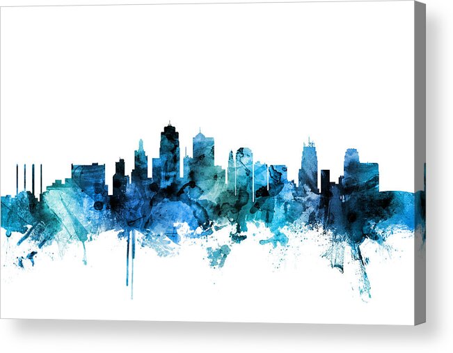 Kansas City Acrylic Print featuring the digital art Kansas City Missouri Skyline by Michael Tompsett