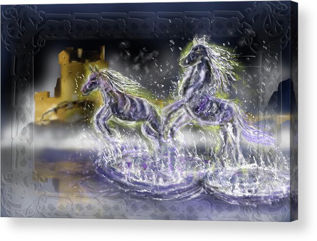 My Take On The Kelpies Of Scottish Legend Acrylic Print featuring the painting Kelpies by Rob Hartman