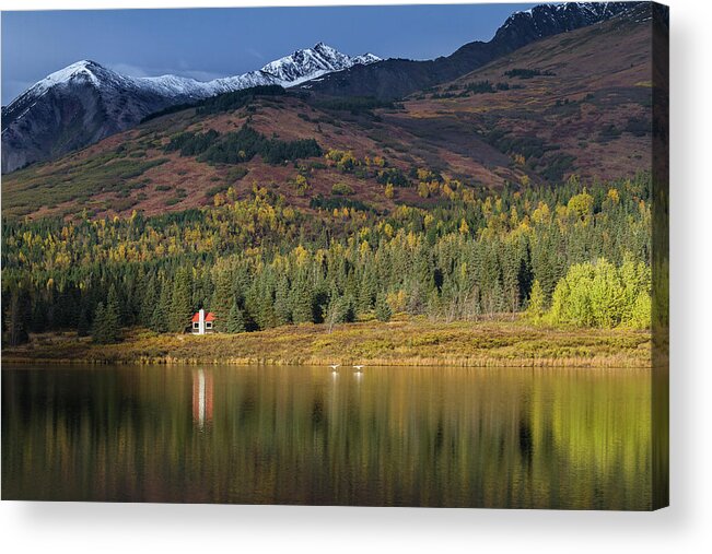 Alaska Acrylic Print featuring the photograph Kenai Mountains Cabin in Fall by Scott Slone