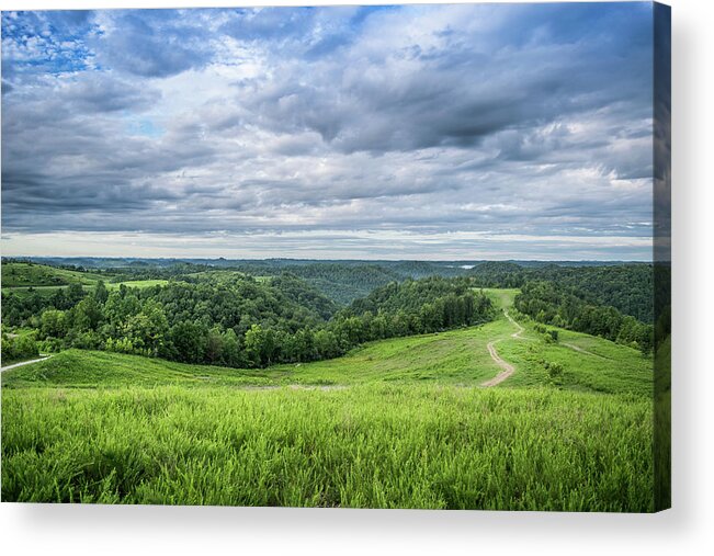 Landscape Acrylic Print featuring the photograph Kentucky Hills and Clouds by Lester Plank