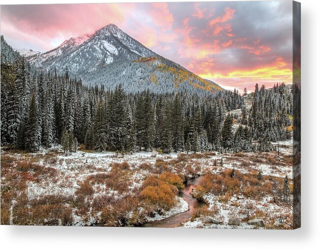 Utah Acrylic Print featuring the photograph Kessler Peak Fall Sunset by Brett Pelletier