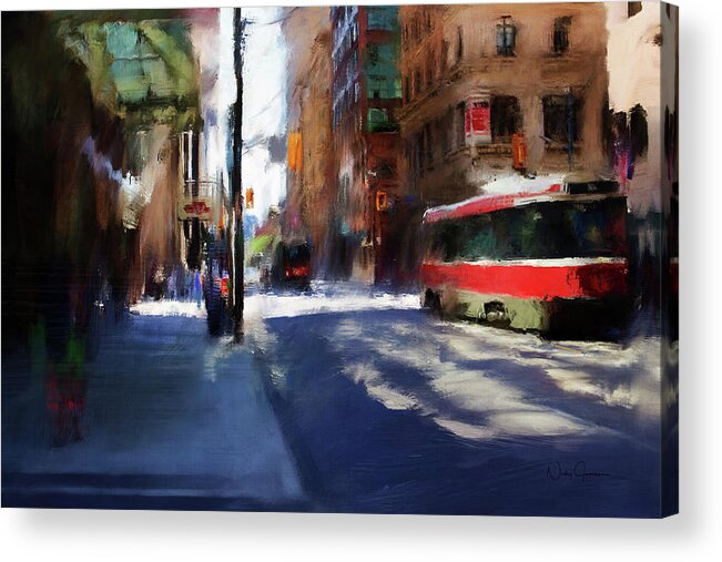 Toronto Acrylic Print featuring the digital art King St East by Nicky Jameson