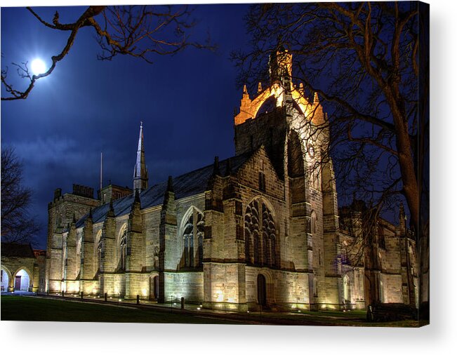 King's College Acrylic Print featuring the photograph King's College in the Moonlight by Veli Bariskan