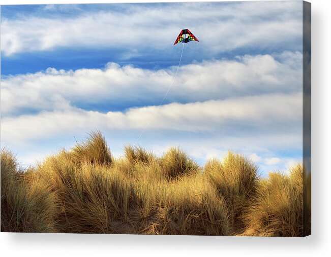 Kite Acrylic Print featuring the photograph Kite Over The Hill by James Eddy