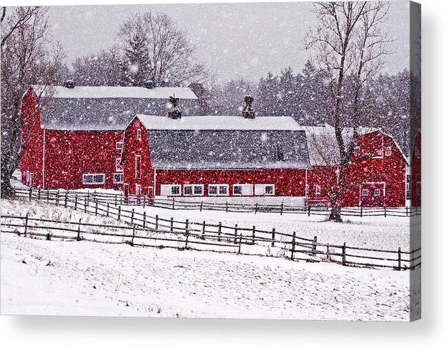 Farm Acrylic Print featuring the photograph Knox Farm Snowfall by Don Nieman