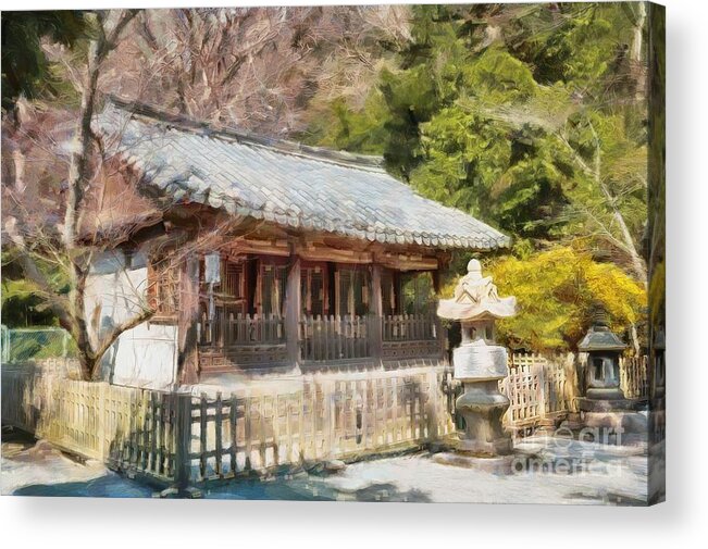 Kotoku-in Temple Acrylic Print featuring the digital art Kotoku-in Temple by Eva Lechner