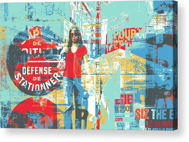 Silkscreen Print Acrylic Print featuring the mixed media La Defense by Shay Culligan