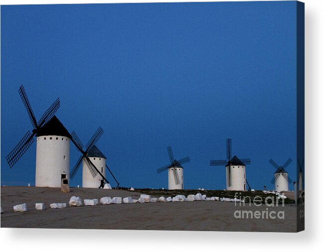 Landscape Acrylic Print featuring the photograph La Mancha Windmills by Heiko Koehrer-Wagner