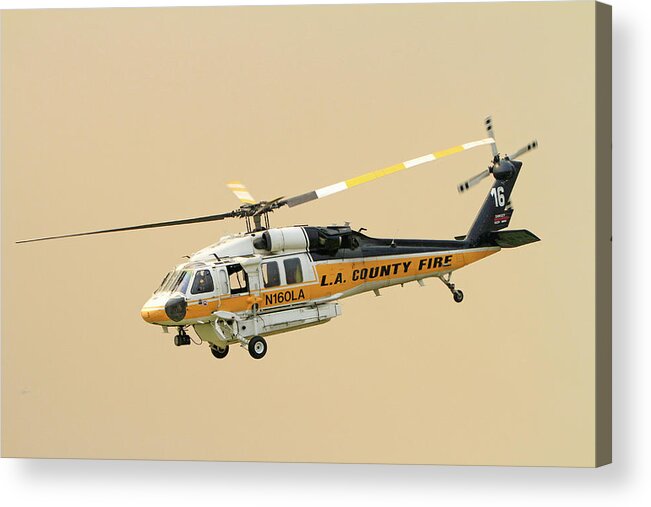 Erickson Sky Crane Acrylic Print featuring the photograph La Tuna Fire 34 by Shoal Hollingsworth