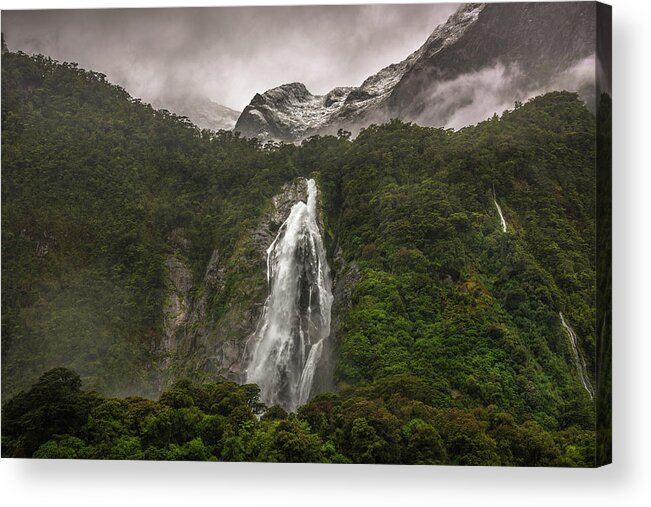 Milford Sound Acrylic Print featuring the photograph Lady Bowen Falls by Racheal Christian