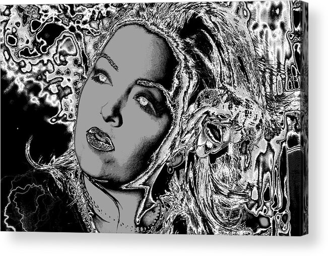 Woman Acrylic Print featuring the digital art Lady Of The Night by Holly Ethan