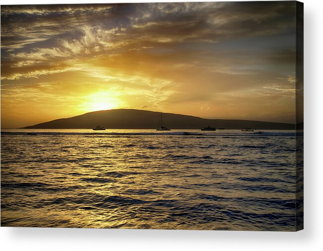 Lahaina Maui Sunset Acrylic Print featuring the photograph Lahaina Maui Sunset by Steven Michael