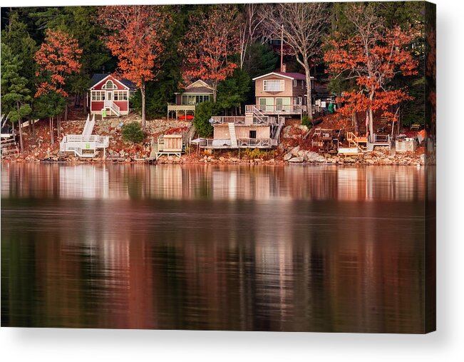 Spofford Lake New Hampshire Acrylic Print featuring the photograph Lake Cottages Reflections by Tom Singleton