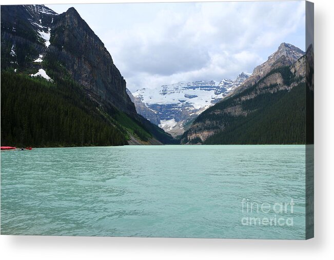 Mountain Acrylic Print featuring the photograph Lake Louise From Eastern Shoreline by Christiane Schulze Art And Photography