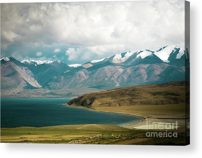 Tibet Acrylic Print featuring the photograph Lake Manasarovar Kailas Yantra.lv TIBET by Raimond Klavins