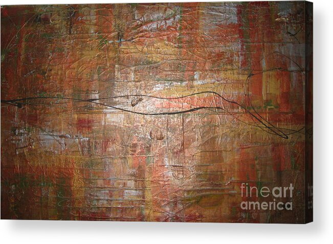 Abstract Acrylic Print featuring the painting Landscape - Gold by Jacqueline Athmann