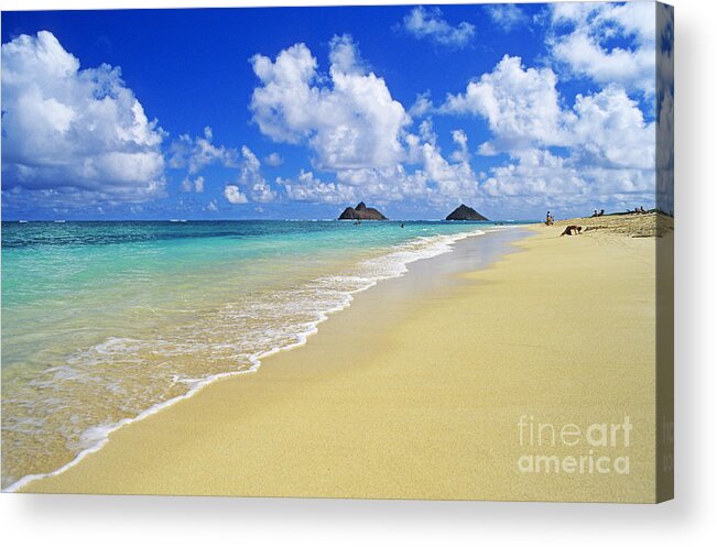 Aqua Acrylic Print featuring the photograph Lanikai, Mokulua Islands by Carl Shaneff - Printscapes