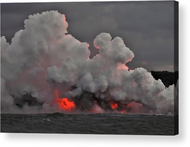 Lava Acrylic Print featuring the photograph Lava Ocean Entry by Heidi Fickinger