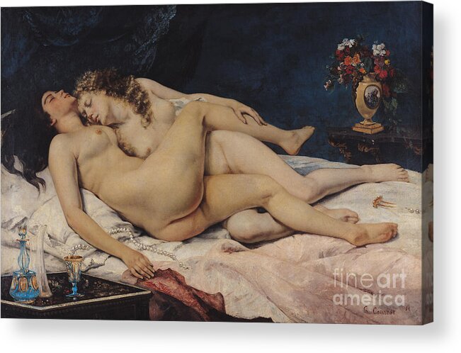 Love Acrylic Print featuring the painting Sleep by Gustave Courbet by Gustave Courbet