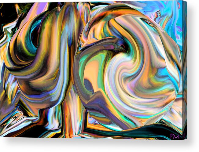 Original Modern Art Abstract Contemporary Vivid Colors Acrylic Print featuring the digital art Lean on Me by Phillip Mossbarger