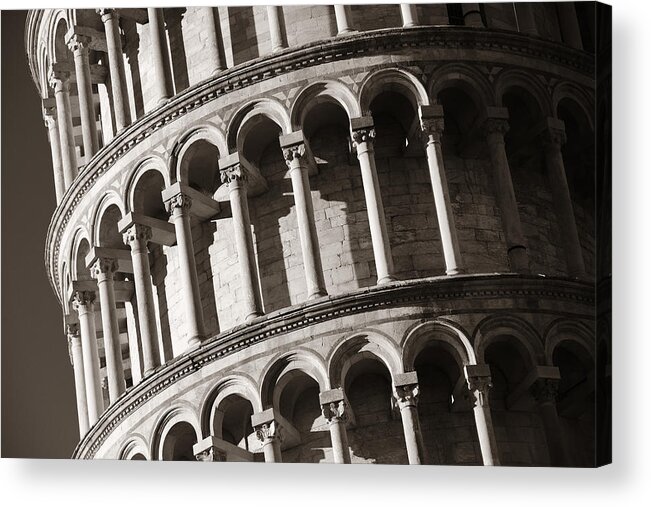Pisa Acrylic Print featuring the photograph Leaning tower Pisa closeup by Songquan Deng