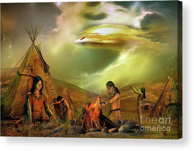 Myths And Legends Acrylic Print featuring the digital art Legends Of The Sky People by Shadowlea Is